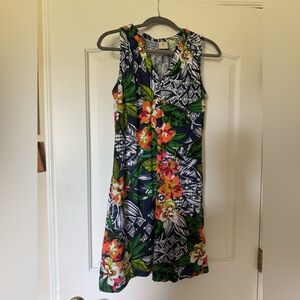 Caribbean Joe Tropical dress  - Blue, Green, Orange size M